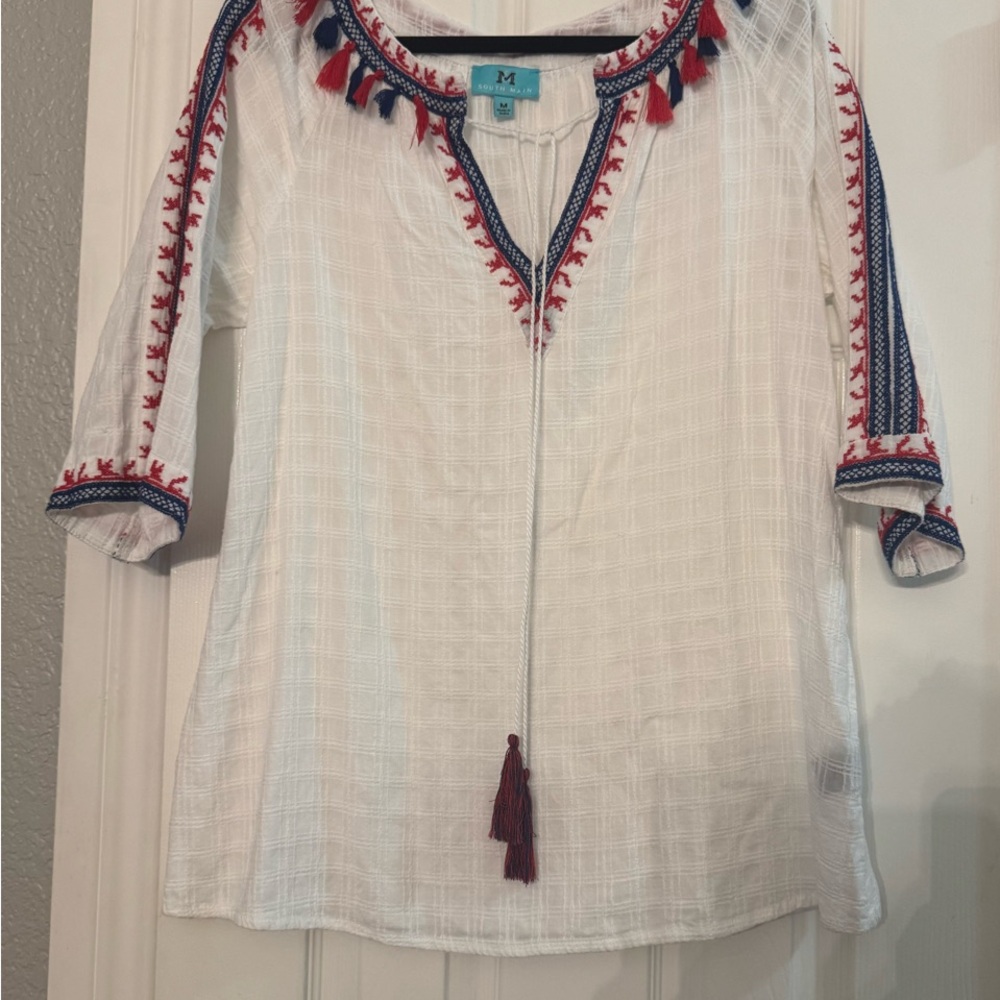 Tunic with Embellished V-Neck